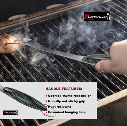 ROMANTICIST 4pc Heavy Duty Grill Accessories for Top Chef - Professional Grill Tools Set & Basic BBQ Tools for Backyard Restaurant Outdoor Kitchen - Deluxe Grill Gift for Dad on Father’s Day Birthday - CookCave