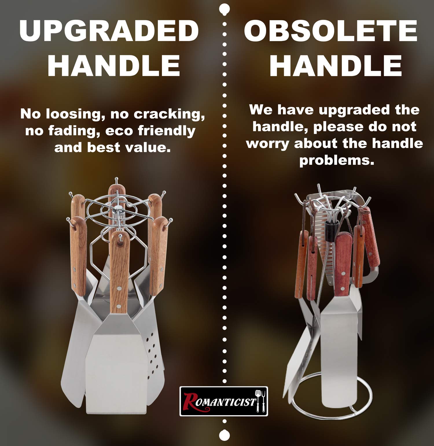 ROMANTICIST 8Pc Professional Griddle Accessories Kit - Heavy Duty Stainless Steel Grill Spatula Set for Grill Griddle Hibachi Flat Top Outdoor Cooking - Great Grill Gift on Birthday Wedding - CookCave