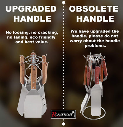 ROMANTICIST 8Pc Professional Griddle Accessories Kit - Heavy Duty Stainless Steel Grill Spatula Set for Grill Griddle Hibachi Flat Top Outdoor Cooking - Great Grill Gift on Birthday Wedding - CookCave