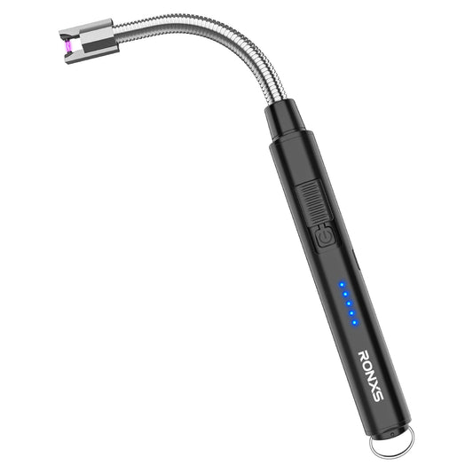 RONXS Electric Lighter, Candle Lighters USB Rechargeable Arc Lighter with Hanging Hook, LED Battery Display Long Lighters for Candle Grill BBQ Home Outdoor - CookCave