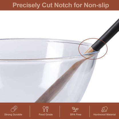 ROSOS Wooden Spoons For Cooking, 6 PCS Natural Acacia Wooden Cooking Utensils or Non-Stick Wooden Kitchen Utensil Set for Kitchen Essentials, Smooth Grip Wooden Cooking Spoons with Hanging Hole, Black - CookCave