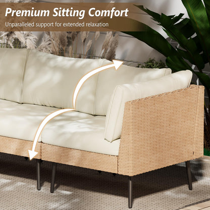 Rotihom 8-Piece Wicker Outdoor sectional Patio Furniture Set with Additional Waterproof Cover, Conversation Patio Furniture with Washable Thick Cushions for Garden, Backyard, Poolside - CookCave