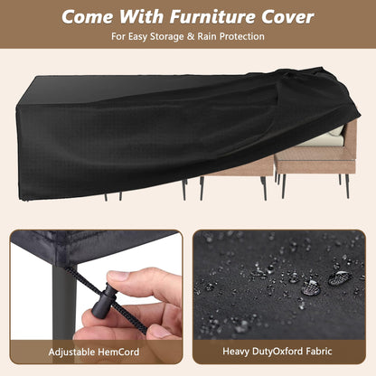 Rotihom 8-Piece Wicker Outdoor sectional Patio Furniture Set with Additional Waterproof Cover, Conversation Patio Furniture with Washable Thick Cushions for Garden, Backyard, Poolside - CookCave