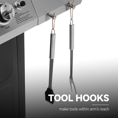 Royal Gourmet 4-Burner Propane Gas Grill with Warming Rack, Outdoor BBQ Grill with 34,000 BTUs Output for Patio Garden Barbecue Grilling, Black & Silver - CookCave