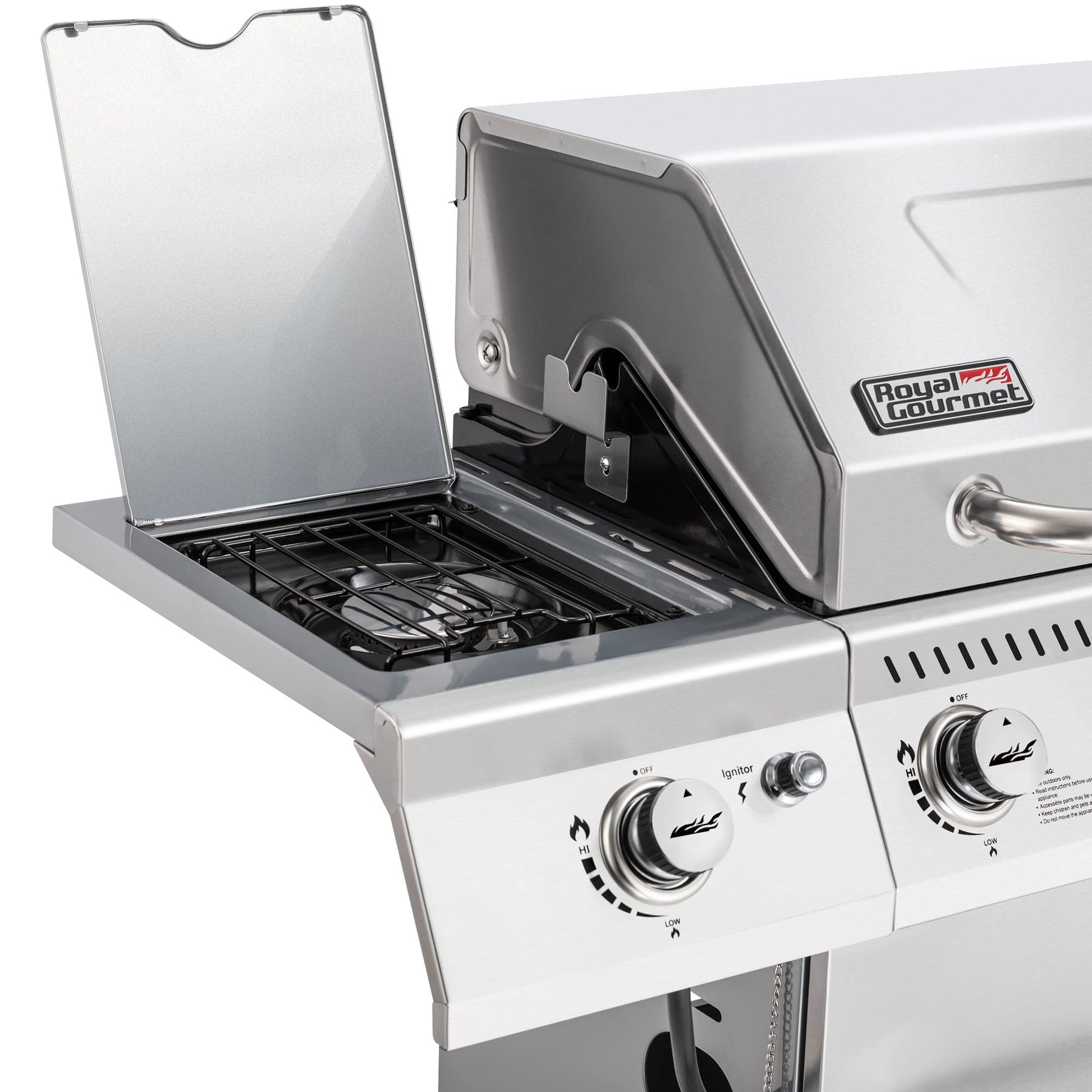 Royal Gourmet 5-Burner Propane Gas Grill with Side Burner, Stainless Steel Barbeque Grills, Silver, GA5404S - CookCave