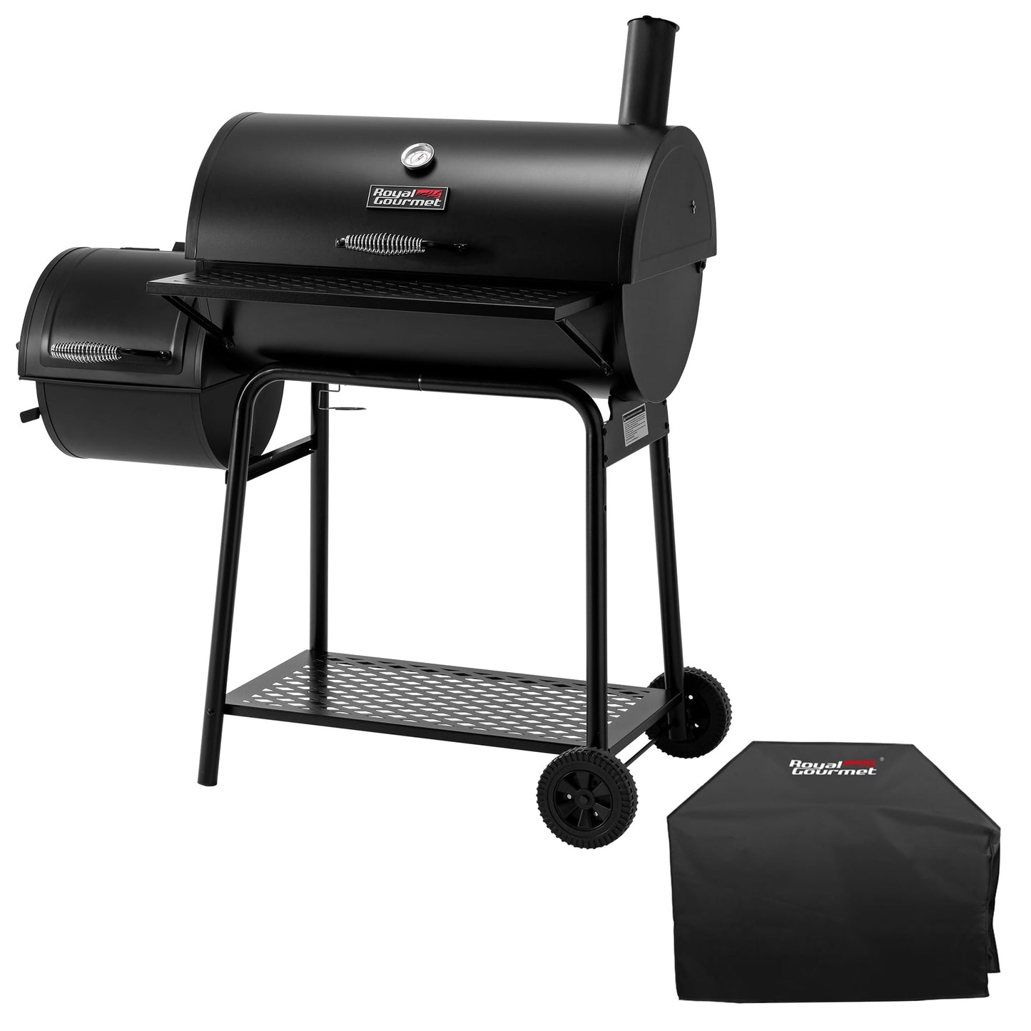 Royal Gourmet CC1830FC Charcoal Grill Offset Smoker (Grill + Cover), Black - CookCave