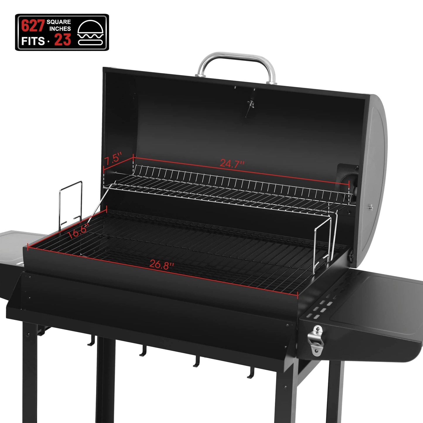 Royal Gourmet CC1830T 30-Inch Barrel Charcoal Grill with Warming Rack & Front Storage Basket, Outdoor BBQ Grill with 627 sq. in. Grilling Area for Backyard Barbecue Cooking Party, Black - CookCave