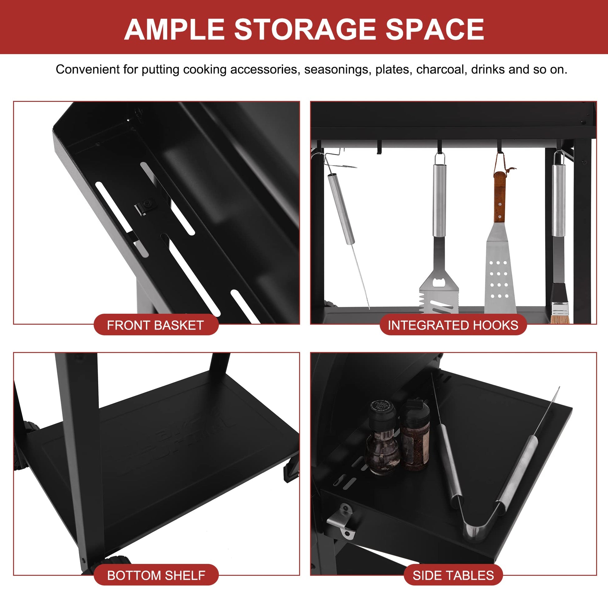 Royal Gourmet CC1830T 30-Inch Barrel Charcoal Grill with Warming Rack & Front Storage Basket, Outdoor BBQ Grill with 627 sq. in. Grilling Area for Backyard Barbecue Cooking Party, Black - CookCave