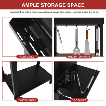 Royal Gourmet CC1830T 30-Inch Barrel Charcoal Grill with Warming Rack & Front Storage Basket, Outdoor BBQ Grill with 627 sq. in. Grilling Area for Backyard Barbecue Cooking Party, Black - CookCave