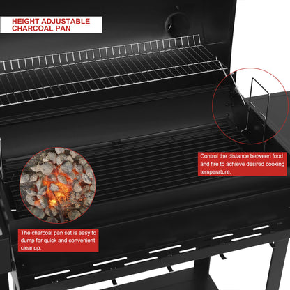 Royal Gourmet CC1830T 30-Inch Barrel Charcoal Grill with Warming Rack & Front Storage Basket, Outdoor BBQ Grill with 627 sq. in. Grilling Area for Backyard Barbecue Cooking Party, Black - CookCave