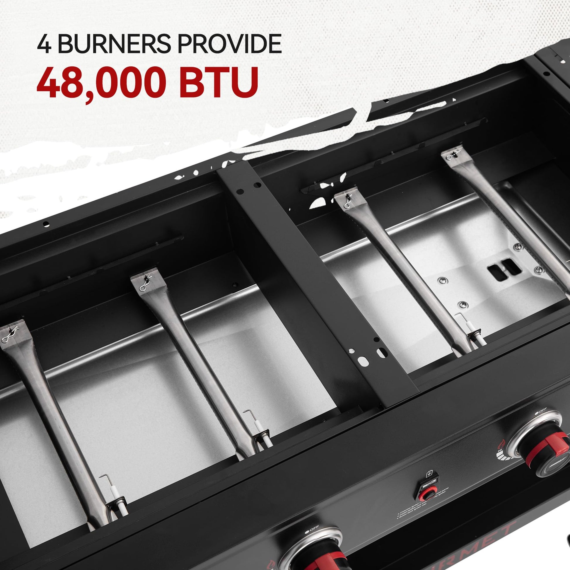 Royal Gourmet GD405A 4 Burner Propane Gas Grill and Griddle Combo with Grilling Gear Set, Griddle Grill Combo with Foldable Side Tables for Outdoor Cooking While Camping or Tailgating, Black - CookCave