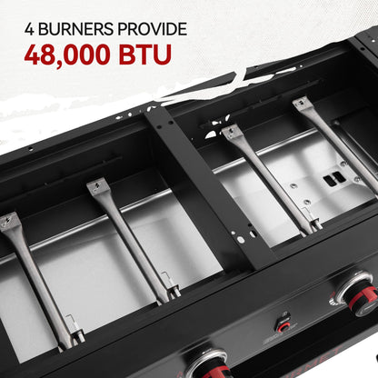 Royal Gourmet GD405A 4 Burner Propane Gas Grill and Griddle Combo with Grilling Gear Set, Griddle Grill Combo with Foldable Side Tables for Outdoor Cooking While Camping or Tailgating, Black - CookCave