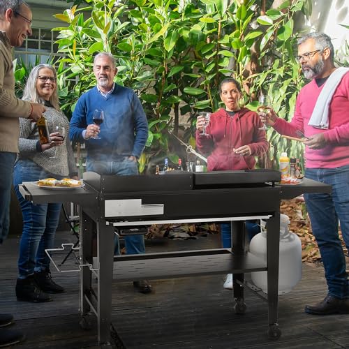 Royal Gourmet GD405A 4 Burner Propane Gas Grill and Griddle Combo with Grilling Gear Set, Griddle Grill Combo with Foldable Side Tables for Outdoor Cooking While Camping or Tailgating, Black - CookCave