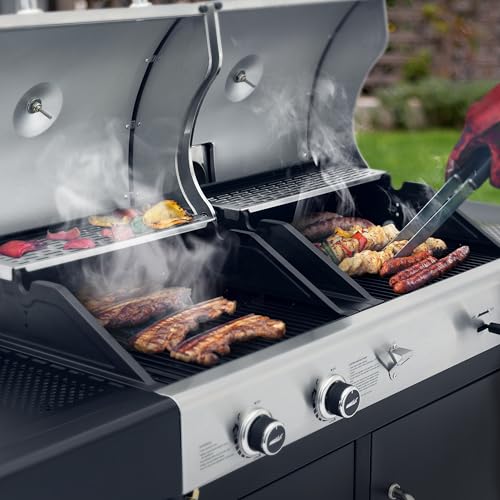 Royal Gourmet ZH3002N Propane Gas and Charcoal Grill Combo, Dual Fuel BBQ Grill with 2 Side Shelves for Outdoor Patio Garden Backyard Barbecue, 20,000 BTUs, Silver & Black - CookCave