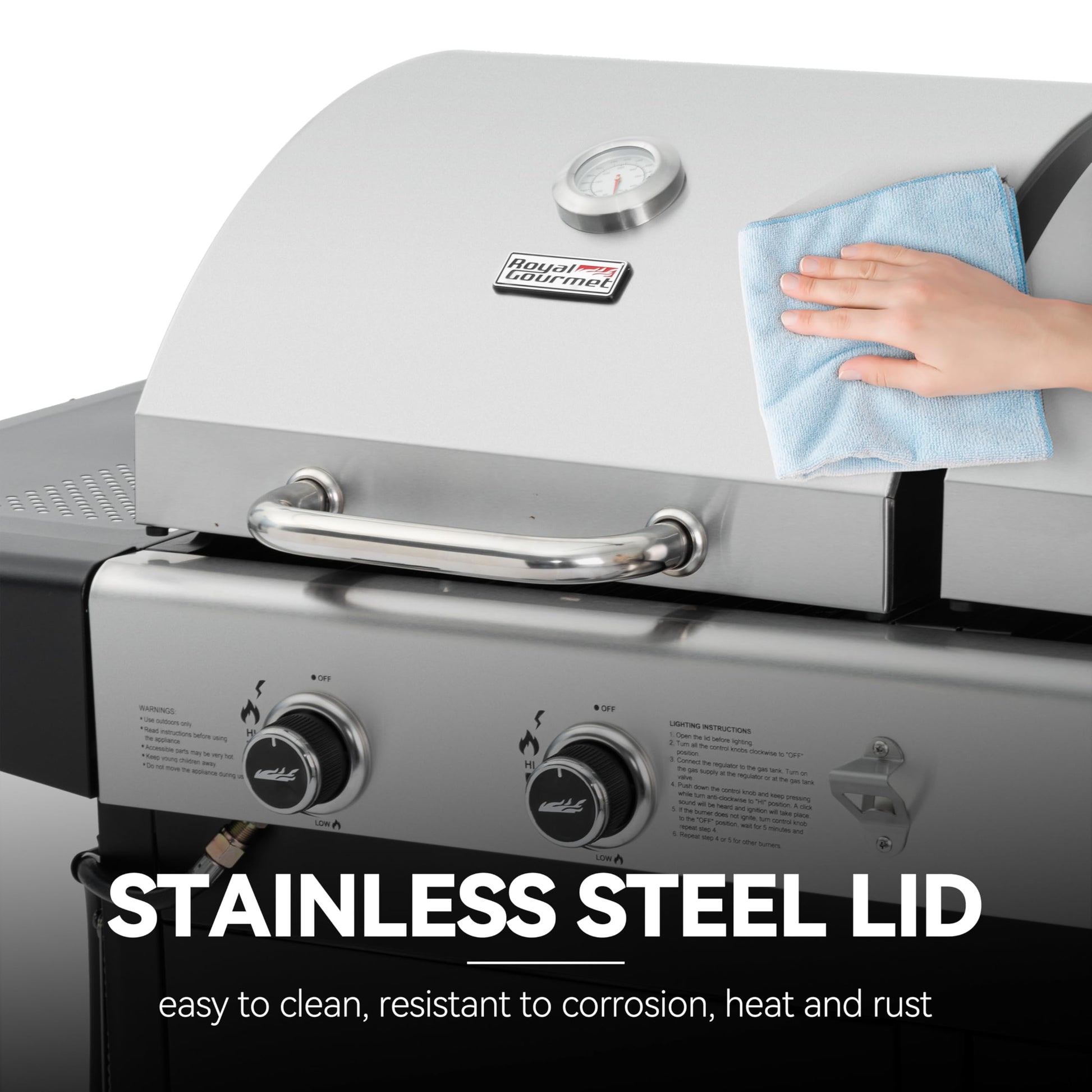 Royal Gourmet ZH3002N Propane Gas and Charcoal Grill Combo, Dual Fuel BBQ Grill with 2 Side Shelves for Outdoor Patio Garden Backyard Barbecue, 20,000 BTUs, Silver & Black - CookCave