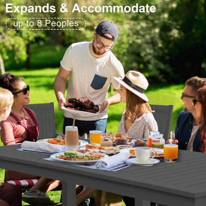 RoyalCraft Patio Expandable Table Dining Set for 4 to 10, Aluminum Outdoor Dining Table, Rectangular Patio Metal Table with Umbrella Hole for Backyard Porch, Deck ? Garden, Easy Assembly, Dark Grey - CookCave
