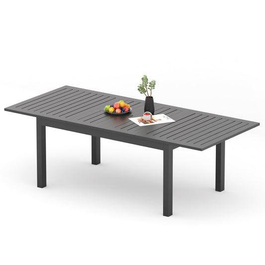 RoyalCraft Patio Expandable Table Dining Set for 4 to 10, Aluminum Outdoor Dining Table, Rectangular Patio Metal Table with Umbrella Hole for Backyard Porch, Deck ? Garden, Easy Assembly, Dark Grey - CookCave