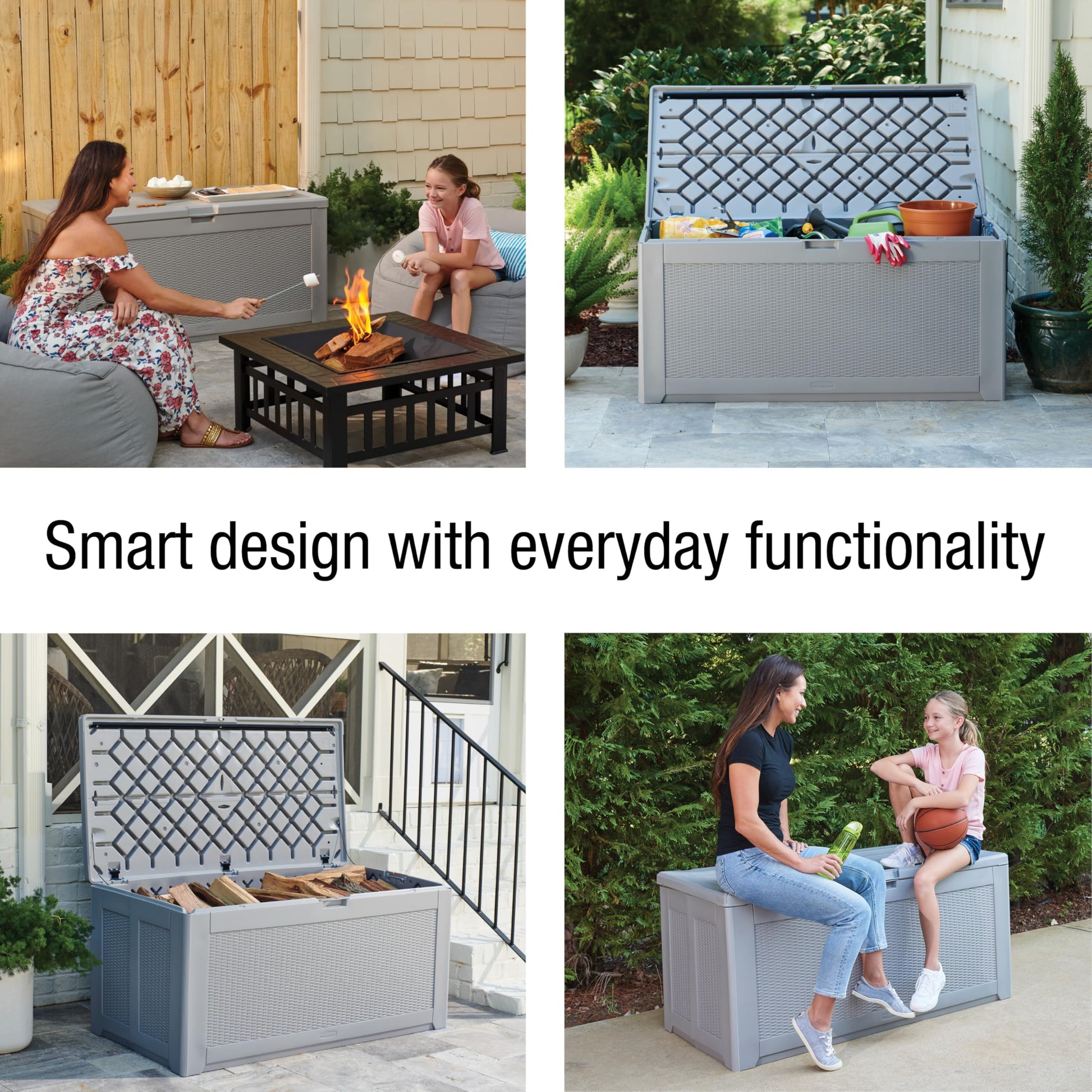 Rubbermaid Extra Large Resin Outdoor Storage Deck Box (134 Gal), Weather Resistant, Gray, Deck Organization for Home/Backyard/Pool Chemicals/Toys/Garden Tools/Porch/Patio Cushions - CookCave