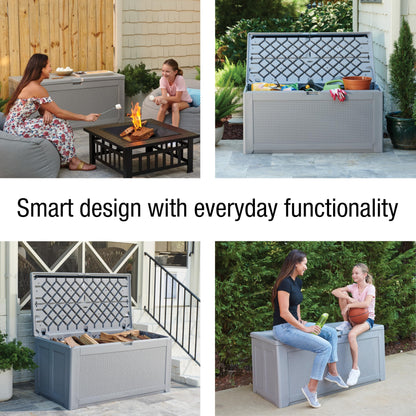 Rubbermaid Extra Large Resin Outdoor Storage Deck Box (134 Gal), Weather Resistant, Gray, Deck Organization for Home/Backyard/Pool Chemicals/Toys/Garden Tools/Porch/Patio Cushions - CookCave