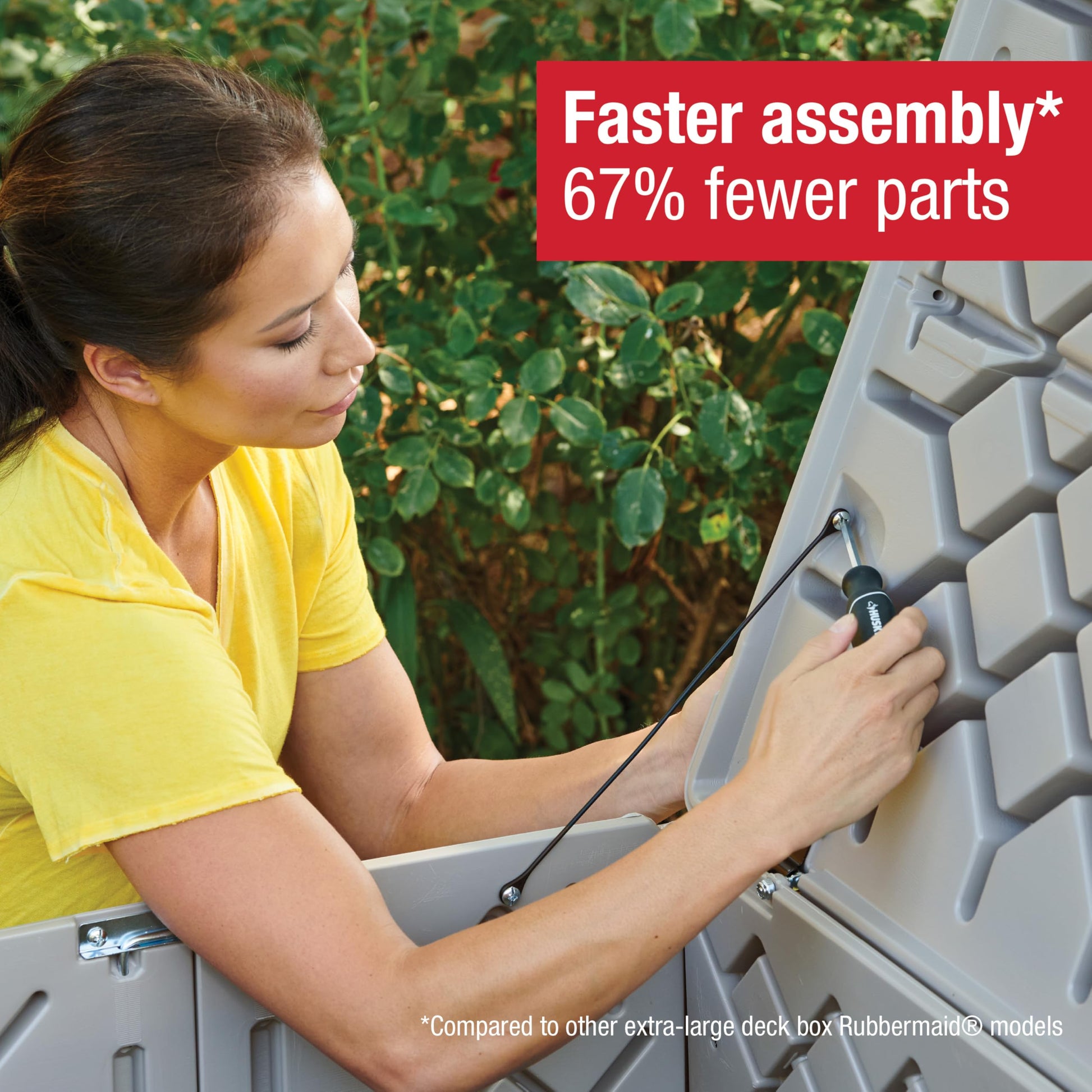 Rubbermaid Extra Large Resin Outdoor Storage Deck Box (134 Gal), Weather Resistant, Gray, Deck Organization for Home/Backyard/Pool Chemicals/Toys/Garden Tools/Porch/Patio Cushions - CookCave