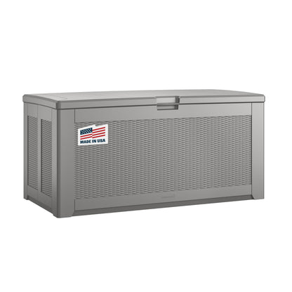 Rubbermaid Extra Large Resin Outdoor Storage Deck Box (134 Gal), Weather Resistant, Gray, Deck Organization for Home/Backyard/Pool Chemicals/Toys/Garden Tools/Porch/Patio Cushions - CookCave