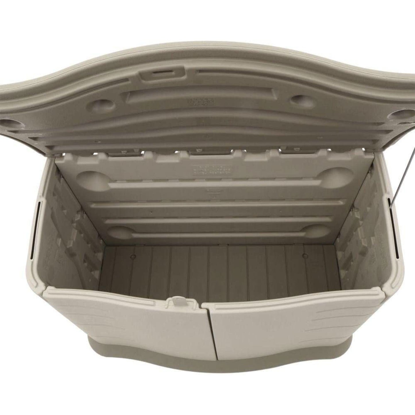 Rubbermaid Small Horizontal Resin Outdoor Storage Shed With Floor (4.5 x 3 Ft) Weather Resistant, Beige/Brown, Organization for Home/Backyard/Pool Chemicals/Toys/Garden Tools/Porch/Patio Cushions - CookCave