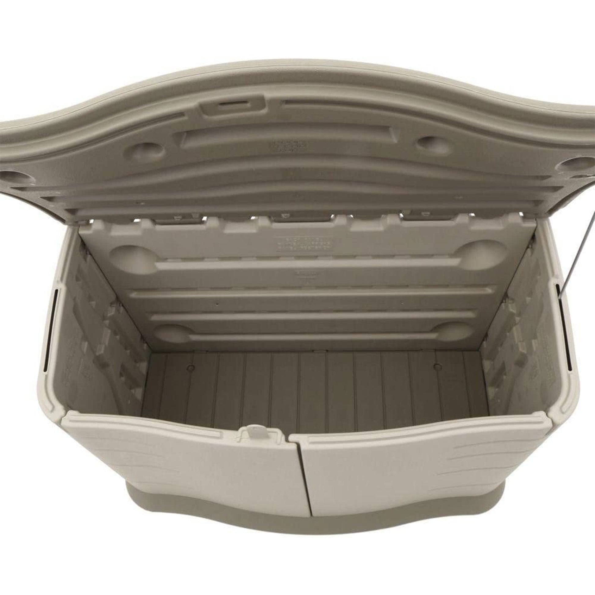 Rubbermaid Small Horizontal Resin Outdoor Storage Shed With Floor (4.5 x 3 Ft) Weather Resistant, Beige/Brown, Organization for Home/Backyard/Pool Chemicals/Toys/Garden Tools/Porch/Patio Cushions - CookCave