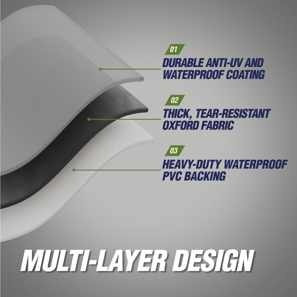 Rugged Rhino All Season Heavy Duty Grill Cover, Three Layer Waterproof UV Resistant and Windproof Covers for Outdoor, Secure Buckle Closure, Grilling Griddle Storage Outside, 58"L x 24"W x 48"H, Black - CookCave