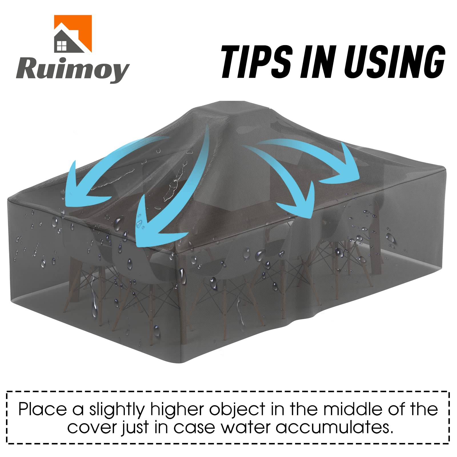 Ruimoy Patio Furniture Covers, Outdoor Furniture Cover Waterproof, General Purpose, Outside Table and Chair Covers, Heavy Duty 600D (108 Inch L x 82 Inch W x 27.9 Inch H) - CookCave