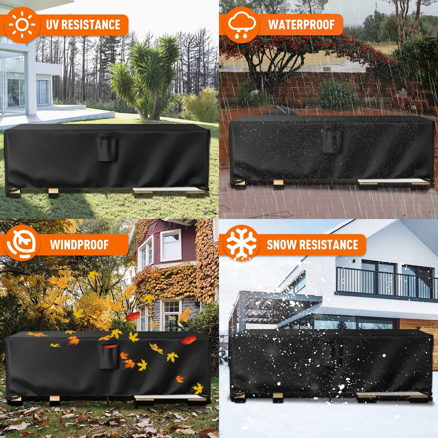 Ruimoy Patio Furniture Covers, Outdoor Furniture Cover Waterproof, General Purpose, Outside Table and Chair Covers, Heavy Duty 600D (108 Inch L x 82 Inch W x 27.9 Inch H) - CookCave