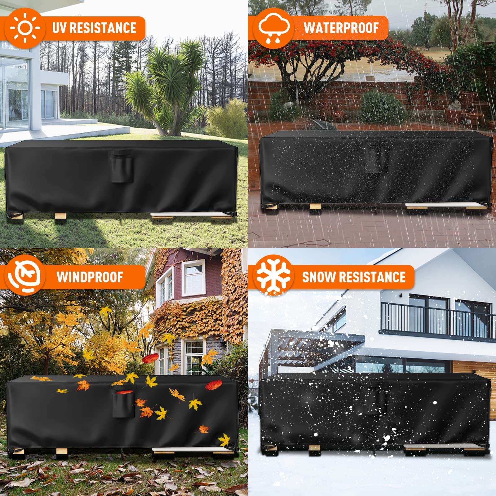 Ruimoy Patio Furniture Covers, Outdoor Furniture Cover Waterproof, General Purpose, Outside Table and Chair Covers, Heavy Duty 600D (108 Inch L x 82 Inch W x 27.9 Inch H) - CookCave