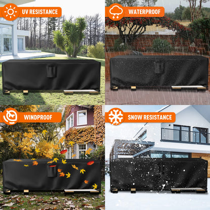 Ruimoy Patio Furniture Covers, Outdoor Furniture Cover Waterproof, General Purpose, Outside Table and Chair Covers, Heavy Duty 600D (108 Inch L x 82 Inch W x 27.9 Inch H) - CookCave