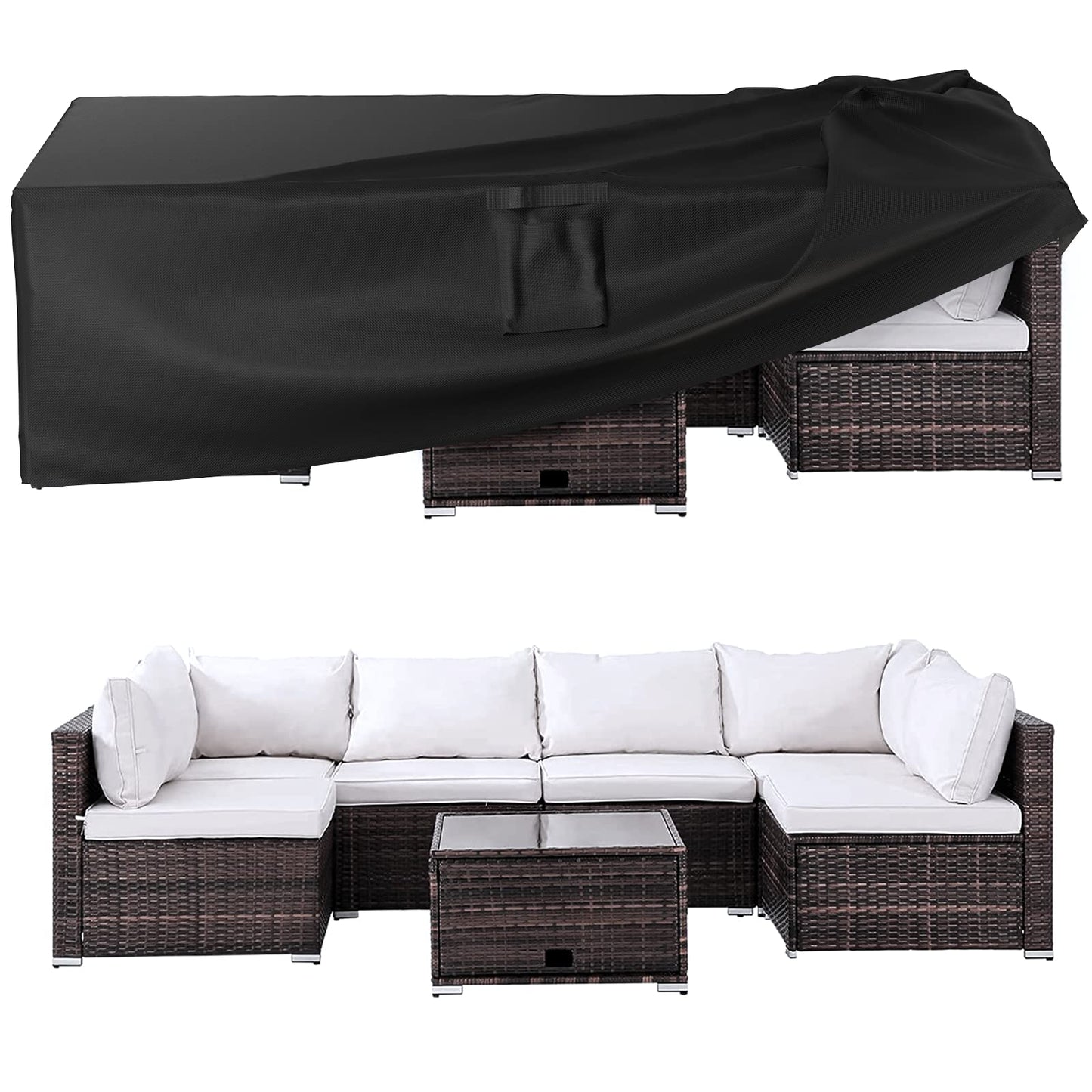 Ruimoy Patio Furniture Covers, Outdoor Furniture Cover Waterproof, General Purpose, Outside Table and Chair Covers, Heavy Duty 600D (108 Inch L x 82 Inch W x 27.9 Inch H) - CookCave