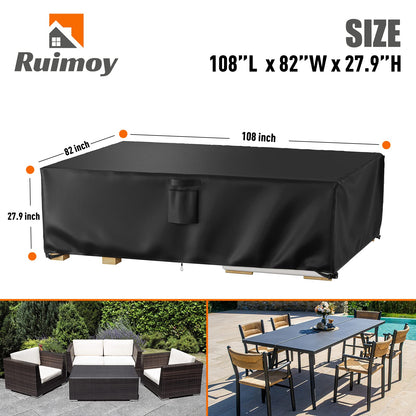 Ruimoy Patio Furniture Covers, Outdoor Furniture Cover Waterproof, General Purpose, Outside Table and Chair Covers, Heavy Duty 600D (108 Inch L x 82 Inch W x 27.9 Inch H) - CookCave