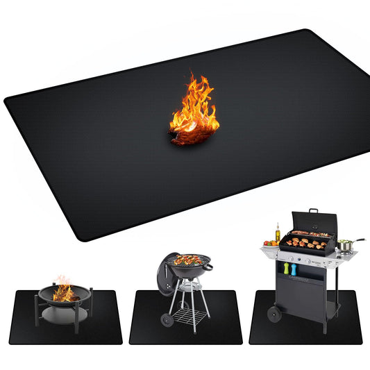 Rumlick 48 x 30 inch Under Grill Mats for Outdoor Grill, Double-Sided Fireproof, Oil and Waterproof Protective Mat for Grass and Deck, Outerdoor BBQ Fire Pit Fireplace Mat - CookCave