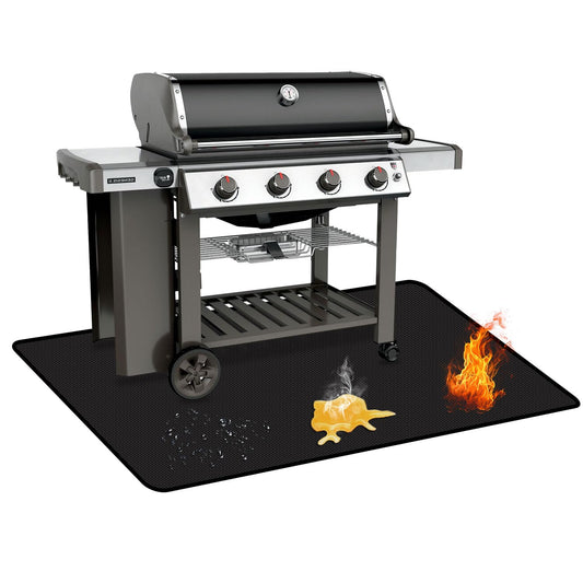 Rumlick 60 x 40 inch Under Grill Mats for Outdoor Grill, Oil and Waterproof, Double-Sided Fireproof Fire Pit Fireplace Outdoor BBQ Mat for Protecting Deck and Lawn - CookCave