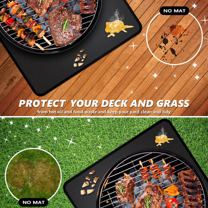 Rumlick 60 x 40 inch Under Grill Mats for Outdoor Grill, Oil and Waterproof, Double-Sided Fireproof Fire Pit Fireplace Outdoor BBQ Mat for Protecting Deck and Lawn - CookCave