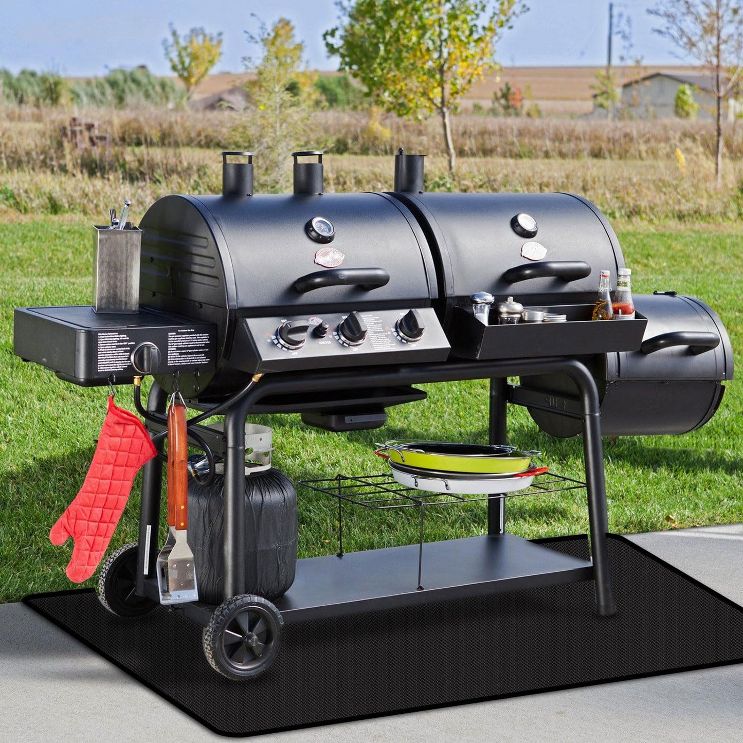 Rumlick 76x40 inches Under Grill Mat for Blackstone Grill, Large Double-Sided Fireproof Protective Mat for Deck, Oilproof Waterproof BBQ Fire Pit Fireplace Mat - CookCave