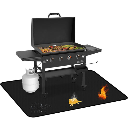 Rumlick 76x40 inches Under Grill Mat for Blackstone Grill, Large Double-Sided Fireproof Protective Mat for Deck, Oilproof Waterproof BBQ Fire Pit Fireplace Mat - CookCave
