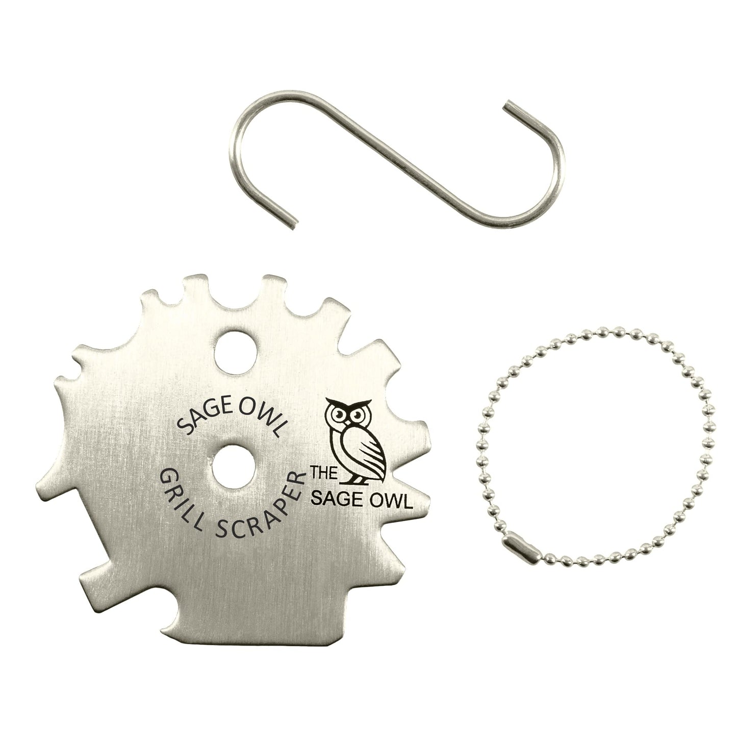 Sage Owl Bristle-Free Stainless Steel BBQ Grill Scraper – Safe Universal Grill Cleaner for Outdoor Grills, Smoker Accessories, Kitchen Gadgets, and Grilling Tools Cooking Stocking Stuffers for Men - CookCave