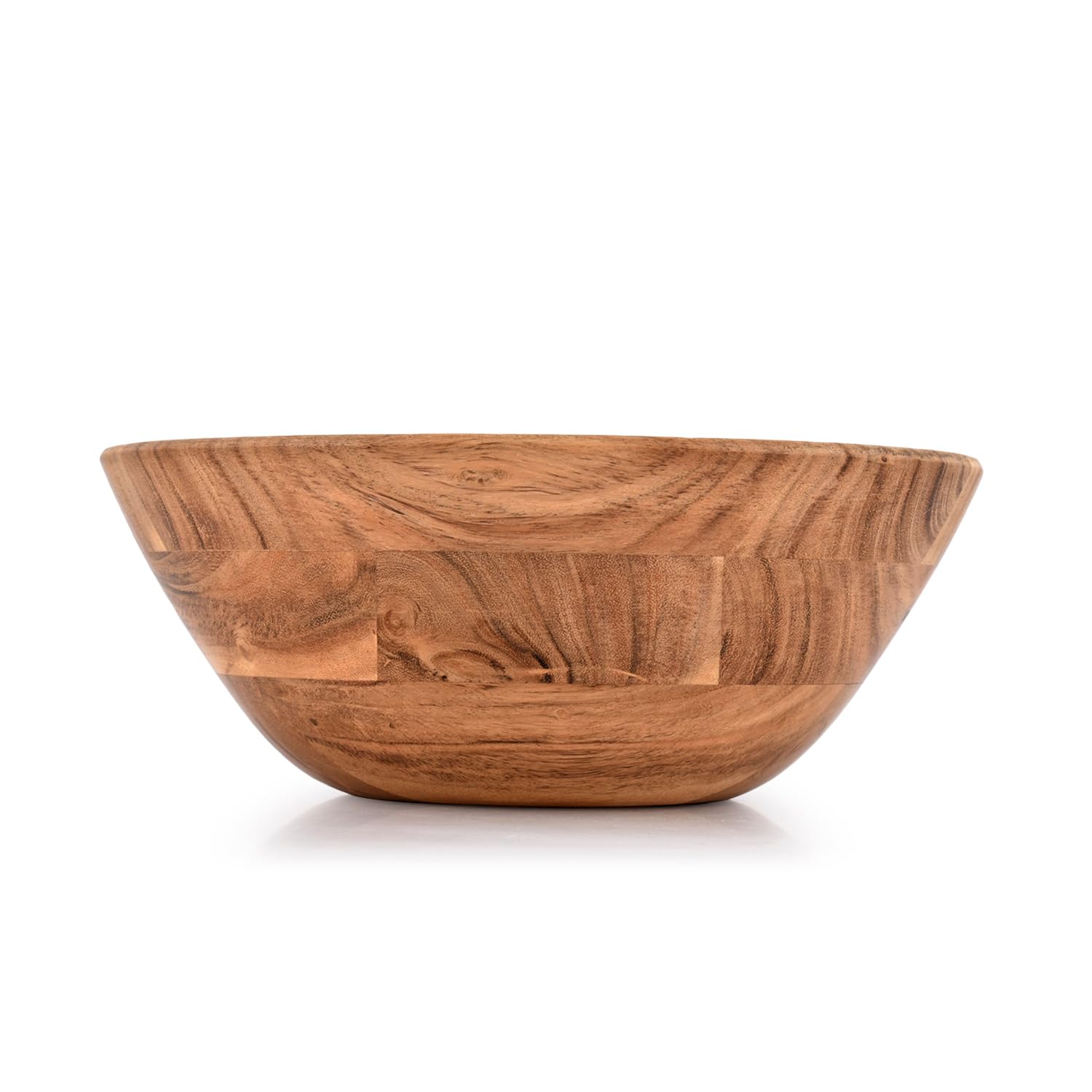 Samhita Acacia Wood Fruit Bowl for Fruits or Salads,Serving Dish Looks Absolute Beautiful With Your Kitchen (10" x 10" X 4") - CookCave