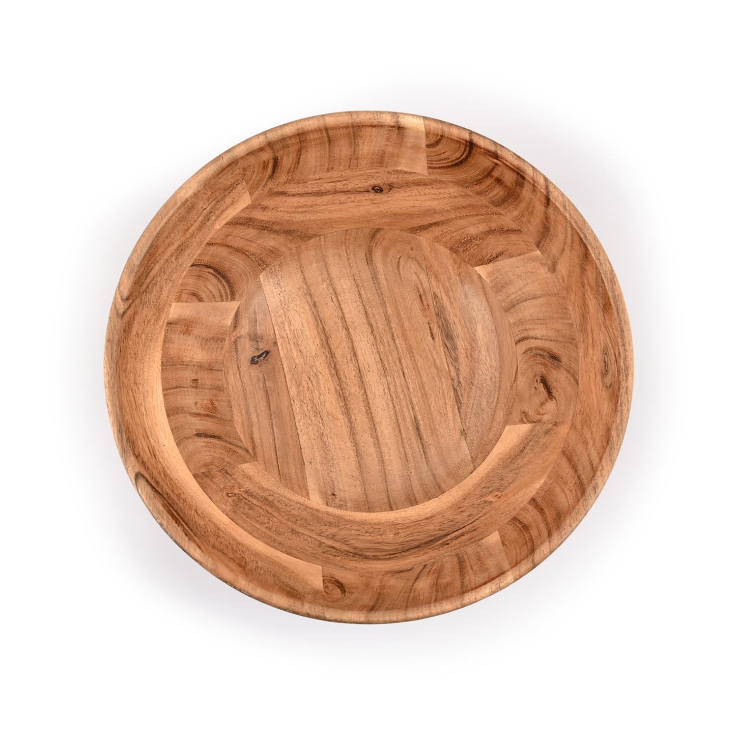 Samhita Acacia Wood Fruit Bowl for Fruits or Salads,Serving Dish Looks Absolute Beautiful With Your Kitchen (10" x 10" X 4") - CookCave