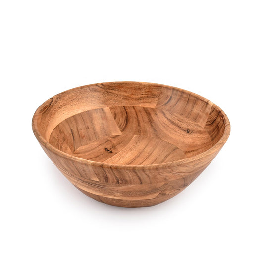 Samhita Acacia Wood Fruit Bowl for Fruits or Salads,Serving Dish Looks Absolute Beautiful With Your Kitchen (10" x 10" X 4") - CookCave