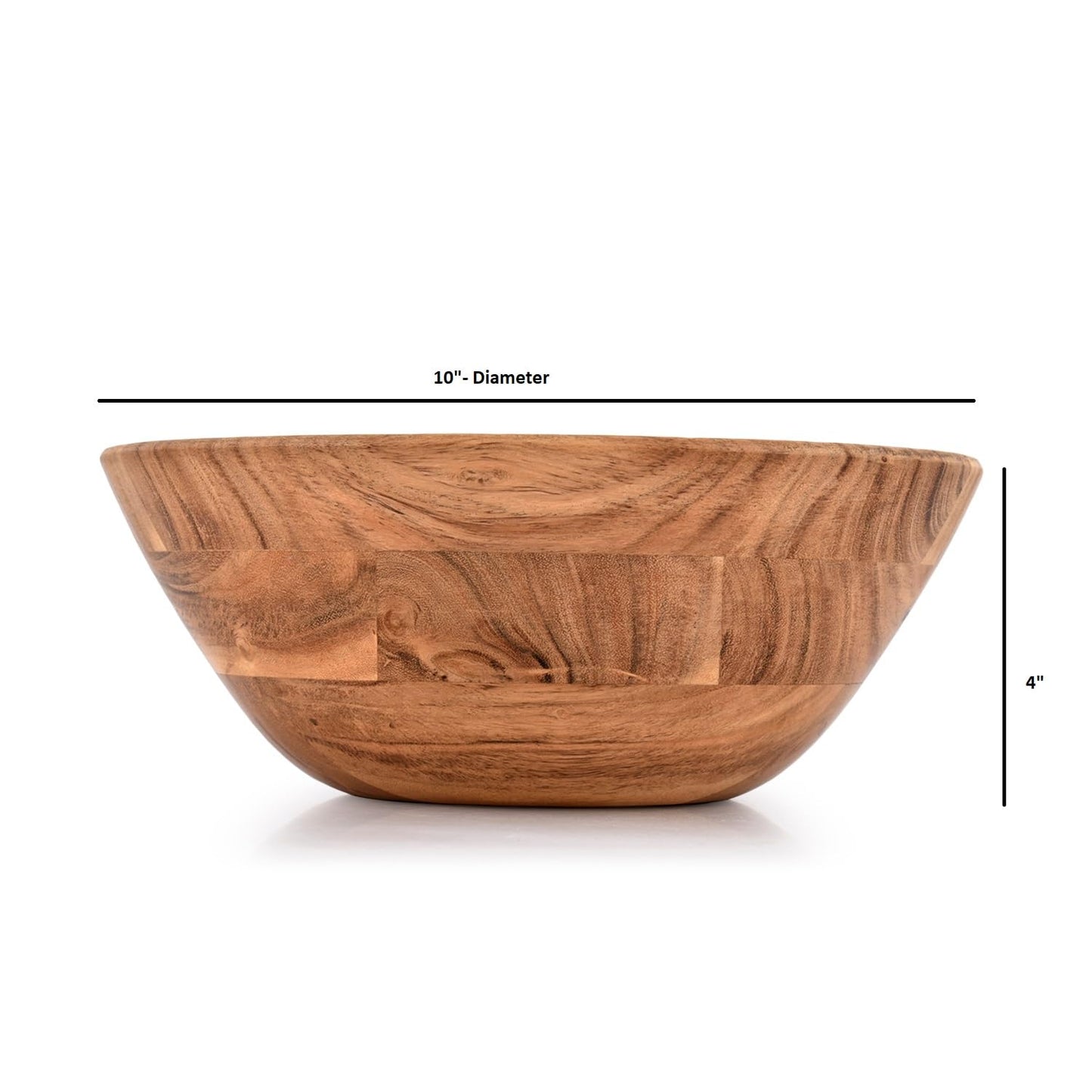 Samhita Acacia Wood Fruit Bowl for Fruits or Salads,Serving Dish Looks Absolute Beautiful With Your Kitchen (10" x 10" X 4") - CookCave