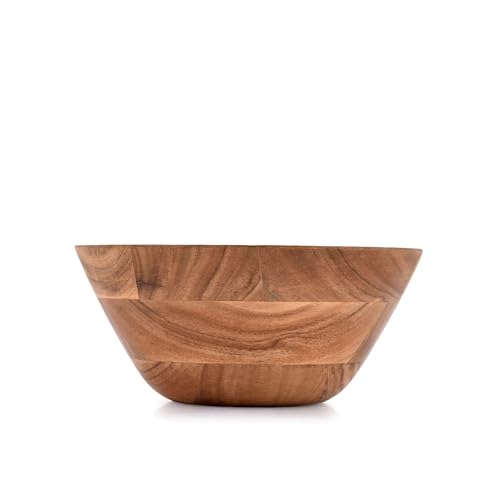 Samhita Acacia Wood Salad Bowl, Perfect for Salad, Vegetables Salad Bowl & Decorative Centerpiece Absolute Beautiful for Your Kitchen (9" x 9" x 4") - CookCave