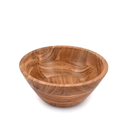 Samhita Acacia Wood Salad Bowl, Perfect for Salad, Vegetables Salad Bowl & Decorative Centerpiece Absolute Beautiful for Your Kitchen (9" x 9" x 4") - CookCave