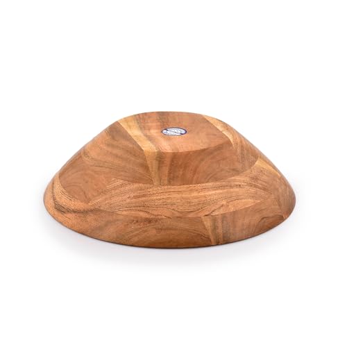 Samhita Acacia Wood Serving Bowl, Fruit Bowl, Friendly and Perfect for Salad, Vegetables and Fruit,Single Salad Bowl (10" x 10" x 3") - CookCave