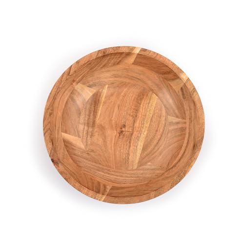Samhita Acacia Wood Serving Bowl, Fruit Bowl, Friendly and Perfect for Salad, Vegetables and Fruit,Single Salad Bowl (10" x 10" x 3") - CookCave