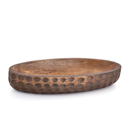 Samhita Mango Wood Decorative Bowl Home Decor Home Decorative Centerpiece Farmhouse Country, Restaurant, Café (14" x 6" x 2.3") - CookCave