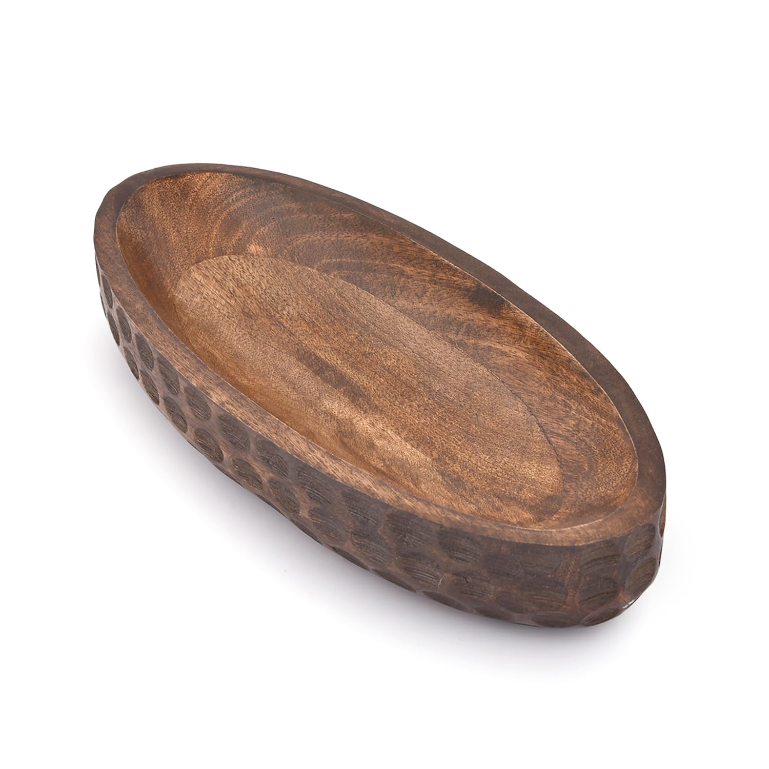 Samhita Mango Wood Decorative Bowl Home Decor Home Decorative Centerpiece Farmhouse Country, Restaurant, Café (14" x 6" x 2.3") - CookCave